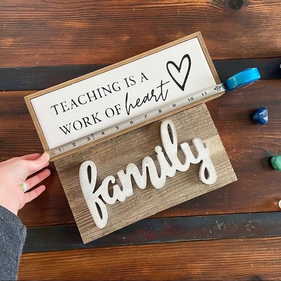 Barn Wood Family Sign & Ceramic Teaching Decor / Sign Bundle - Picture 7 of 9